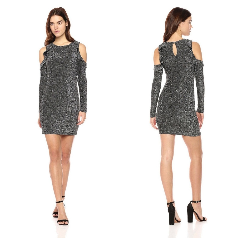 J.O.A. Ruffle Cold Shoulder Cocktail Party Dress M
